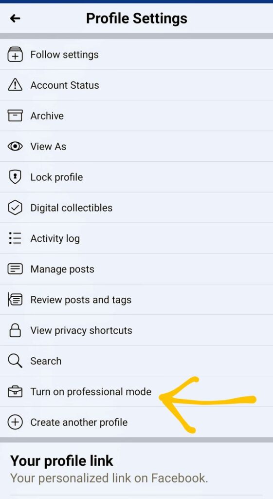 How to turn on professional mode on Facebook